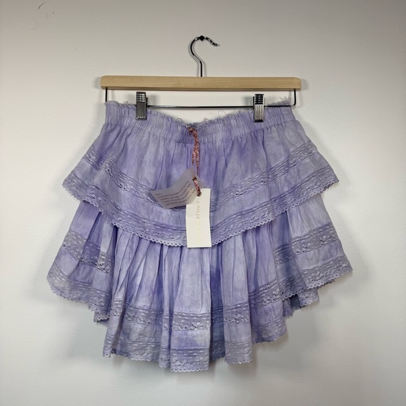 Loveshackfancy Violet Splash Hand Dye Ruffle Mini Skirt - Picture 1 of 10